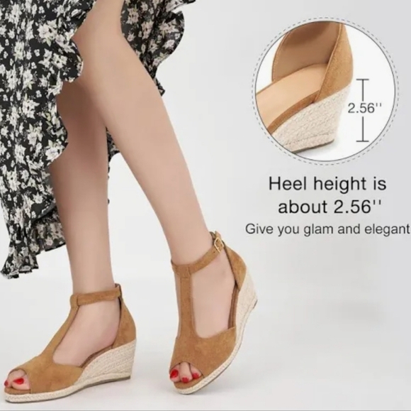 FUDYNMALC Womens Size 8 Sandal Wedges Brown New In Box - Picture 3 of 8